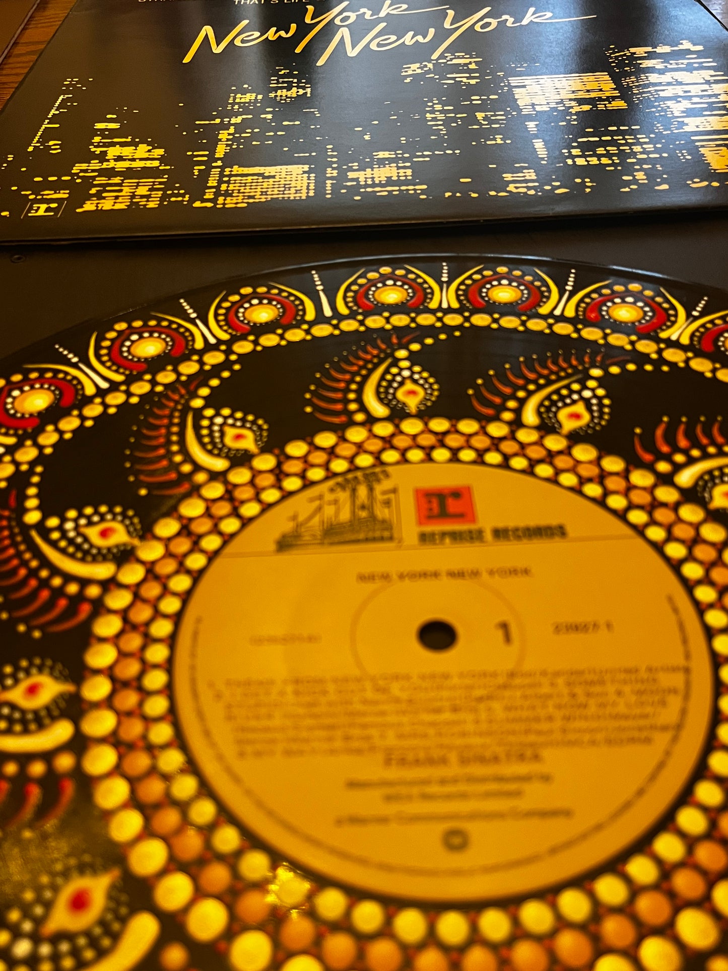 Frank Sinatra - New York New York Mandala dot painted vinyl record