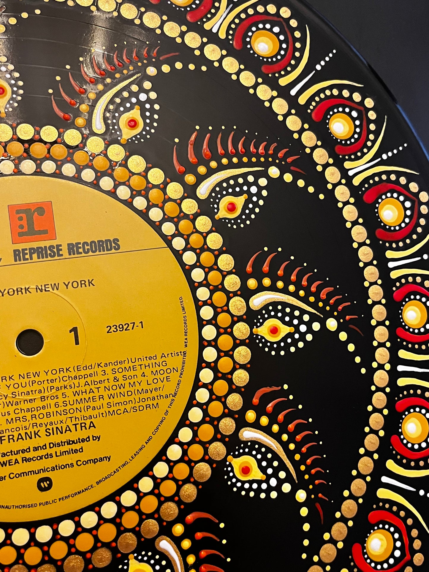 Frank Sinatra - New York New York Mandala dot painted vinyl record