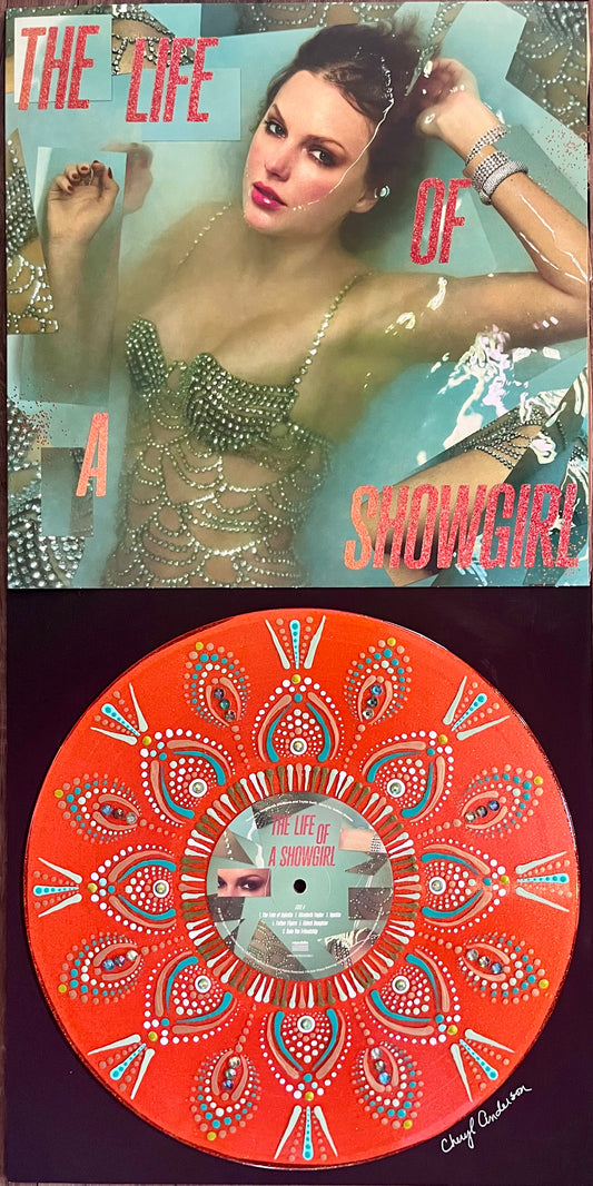Taylor Swift - The Life of a Showgirl | Hand-Painted Orange Vinyl Record Art