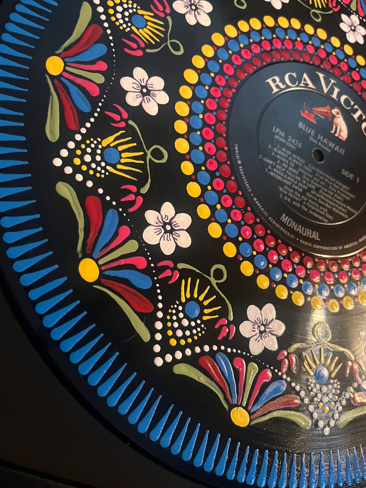 Elvis Presley - Blue Hawaii | Hand-Painted Framed Vinyl Record Art