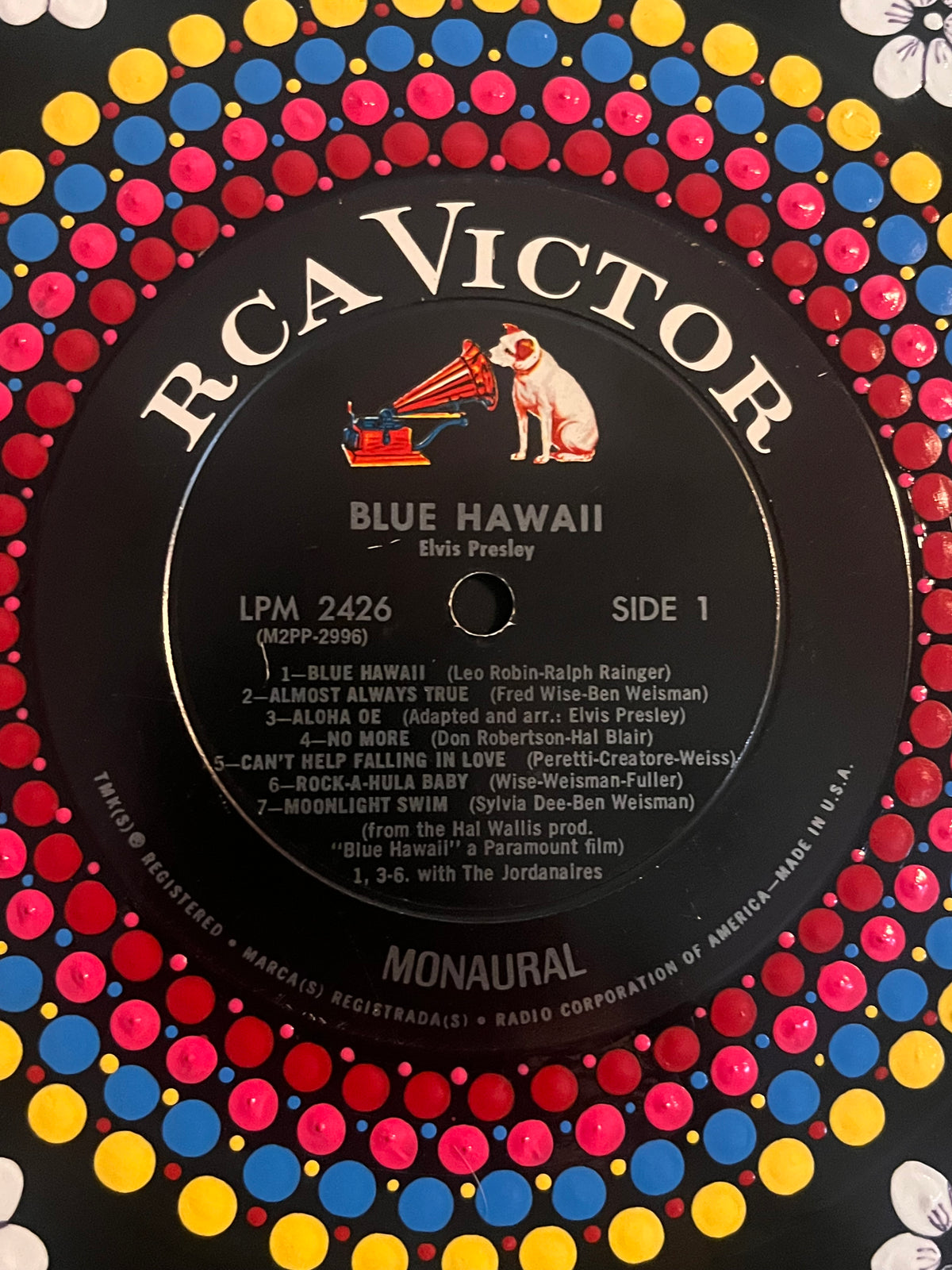 Elvis Presley - Blue Hawaii | Hand-Painted Framed Vinyl Record Art