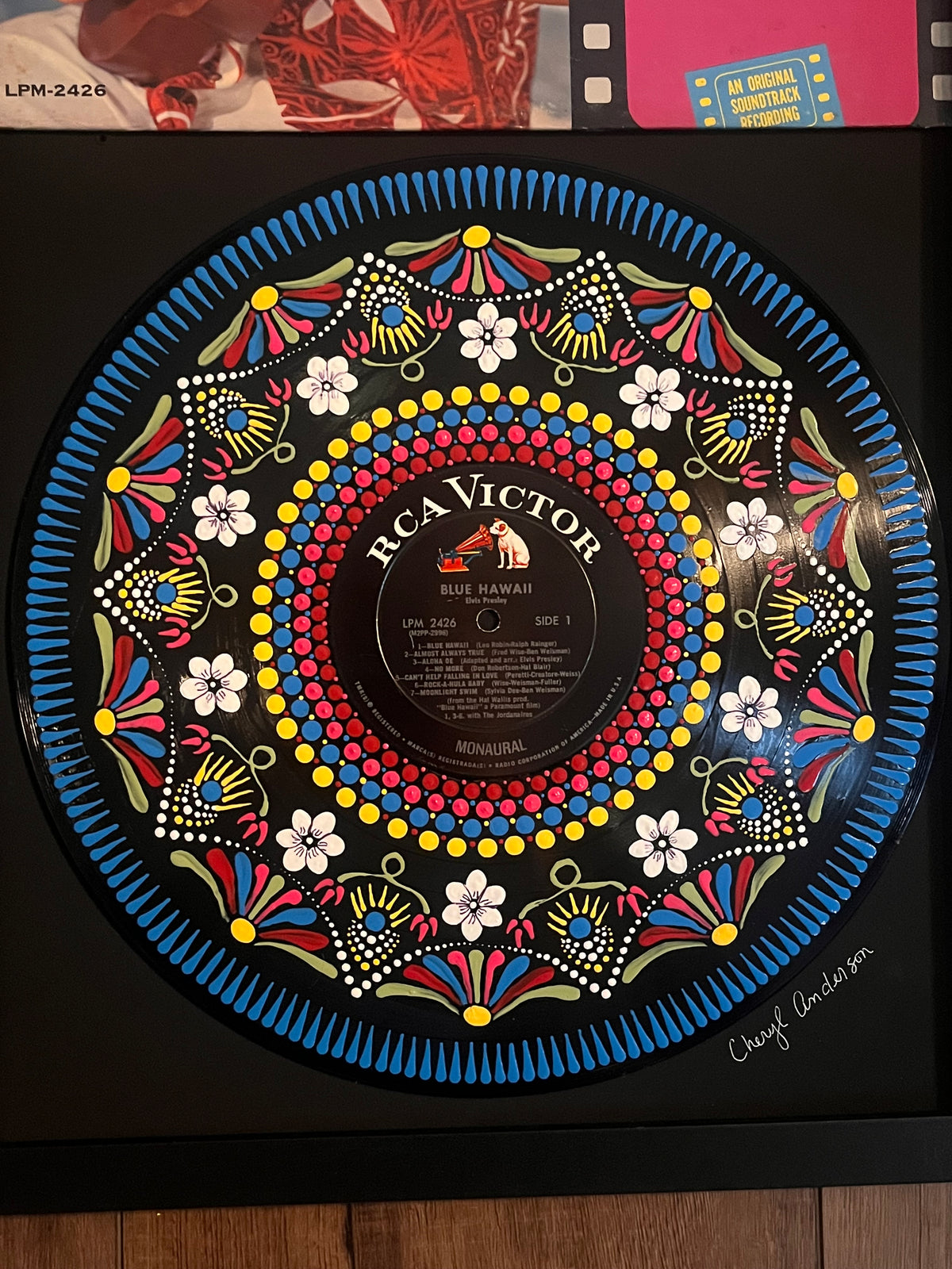 Elvis Presley - Blue Hawaii | Hand-Painted Framed Vinyl Record Art