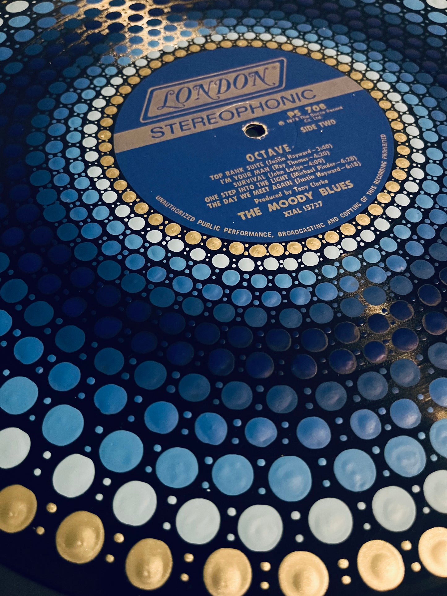 The Moody Blues - “Octave” mandala dot painted vinyl record album